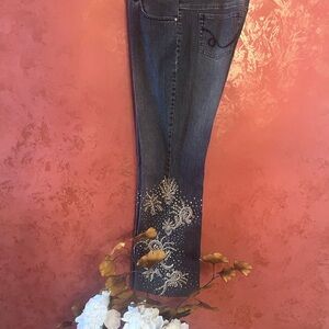 Dana Buchman Dark Blue Embellished Boot Cut Jeans